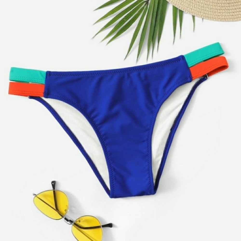 Blue Cut Out Bikini Bottoms